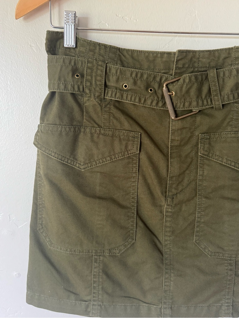 Banana Republic Olive Utility Pocket Mini Skirt with Belt Size 4 - Picture 5 of 11
